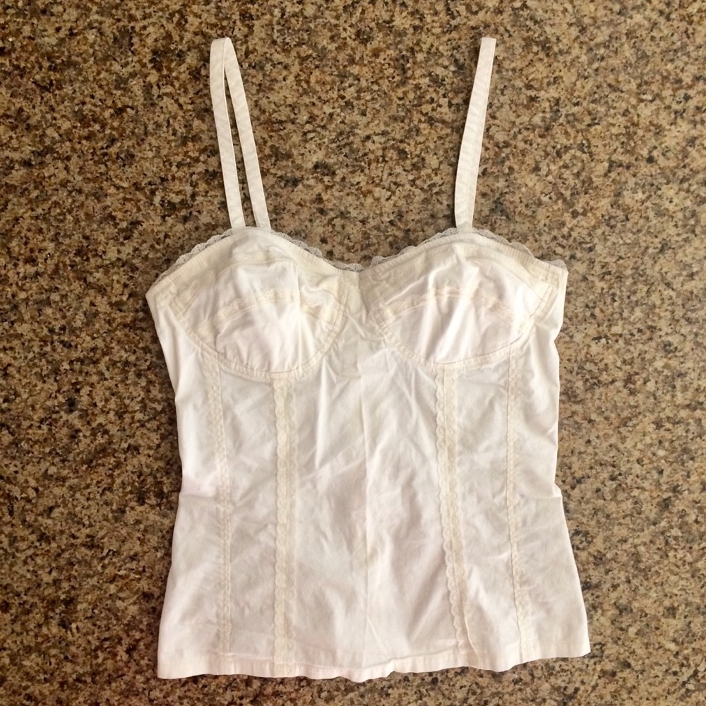 Vintage White lace bustier spaghetti top🍒✨